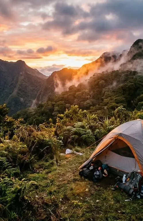 Sunrise at the Pico Bonito camp